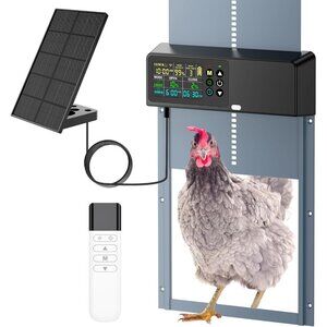 Automatic Chicken Coop Door Solar Powered with Programmable Remote, 4 Modes Comb